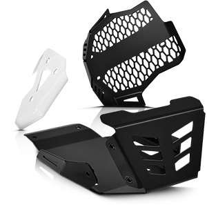 Pièces de protection du moteur noires en différents modèles.